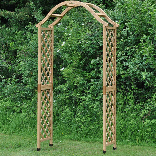 Gracie Oaks Wooden Garden Arch (Tan) With Ground Spikes Wayfair.co.uk